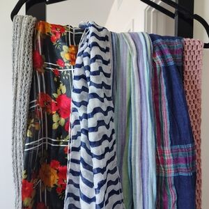 Mixed Pattern Scarf Bundle - Crochet, Floral, Stripes & Plaid